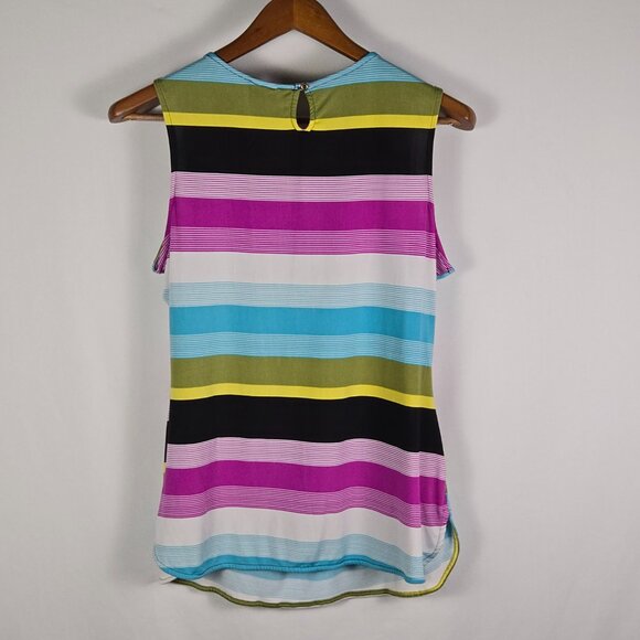 Worthington Multicolor Striped Sleeveless Blouse Summer Brights Size L‎ - Picture 2 of 9